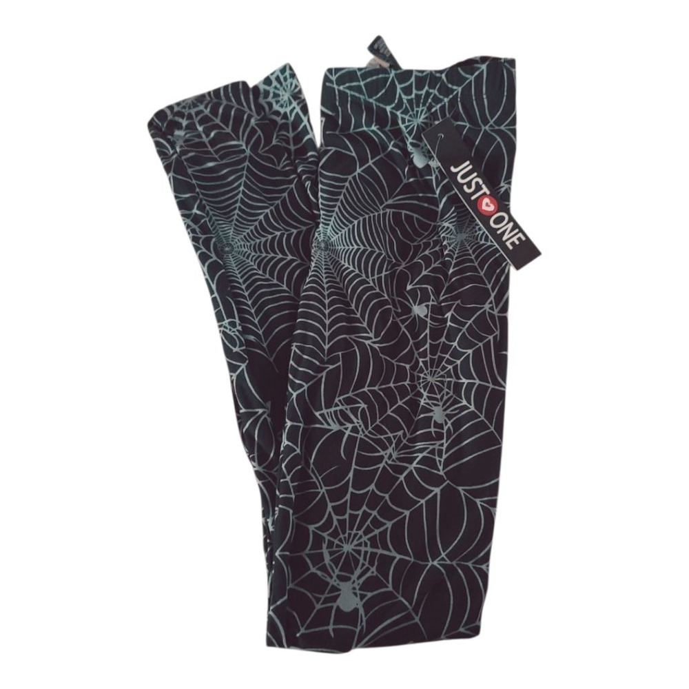JUST ONE Black Spiderweb Print Leggings S